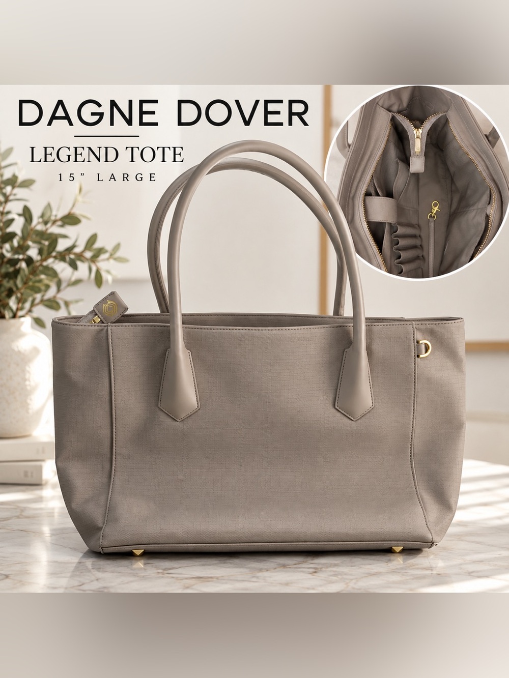 Dagne Dover Legend Large Taupe Gray Laptop Work Tote
